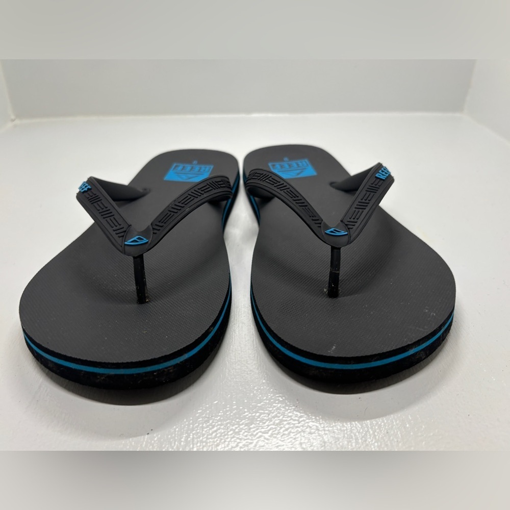 Reef Seaside Flip Flops Men’s Size 9 Black Blue Comfort Sandals - Picture 9 of 10